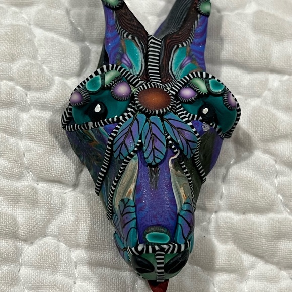 Colorful Animal Mask horse  Clay pendant - Picture 1 of 5